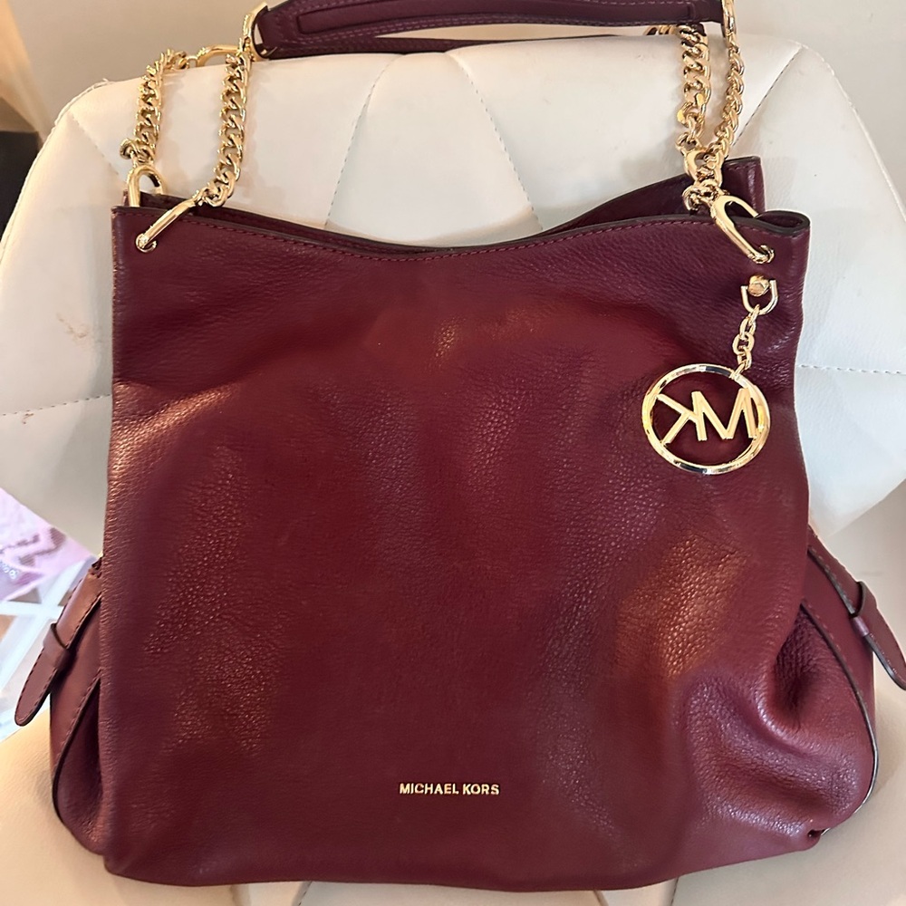 Michael Kors Burgundy Leather Tote Bag